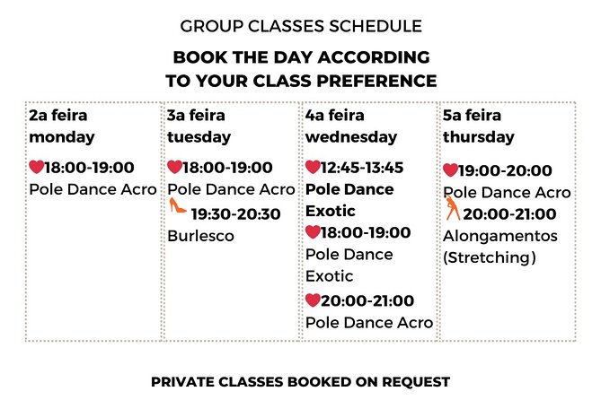 Dance Class (choose 1: Pole Dance, Burlesque or Aerial Silk/Hoop) - Group class vs private session, and why your choice changes the value