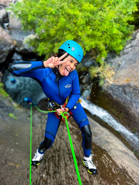 From Funchal: Intermediate (Level 2) Canyoning Adventure - Gear Up: Helmet, Wetsuit, Harness, and Special Shoes (Included)