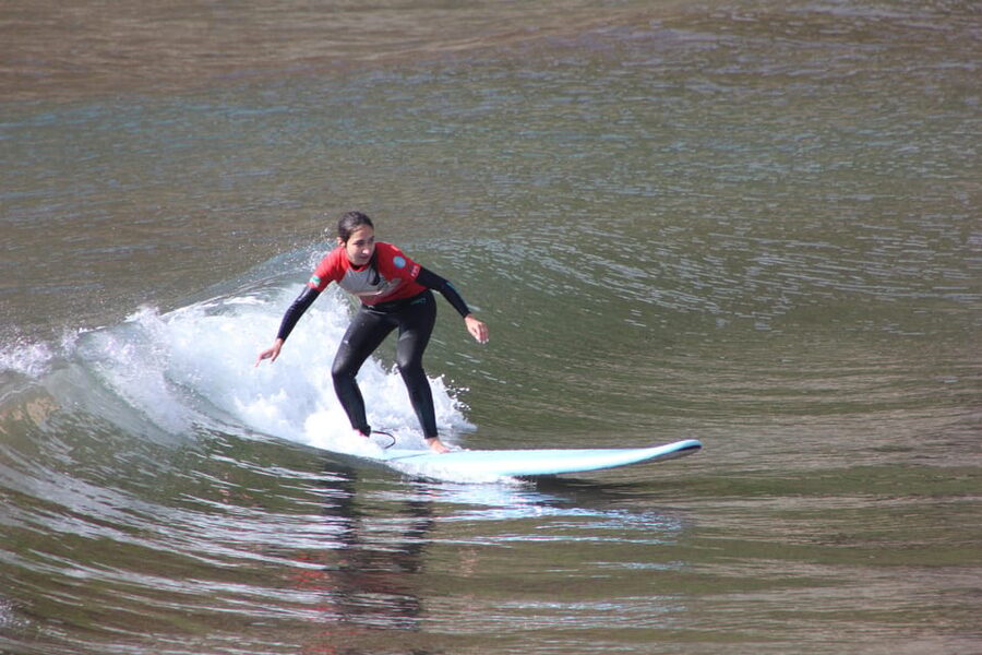 Madeira: Surf Lessons - Paddling out: catching your breath while the coach stays close