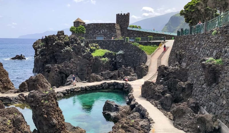 Madeira: Westside Achadas Cruz, Moniz, Seixal and Fanal - Seixal’s black sand beach and waterfall mood