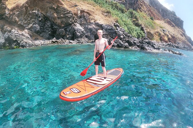 Private Stand Up Paddle Tour in Câmara de Lobos - Praia do Vigário pebble beach and a small waterfall stop
